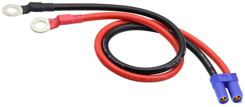 [Australia - AusPower] - AAOTOKK EC5 to O Ring Terminal Cable,EC5 Female to O Ring Eyelet Terminal Plug Connector Cable 10AWG RC ESC Charger Side Power(40cm/15inch) 