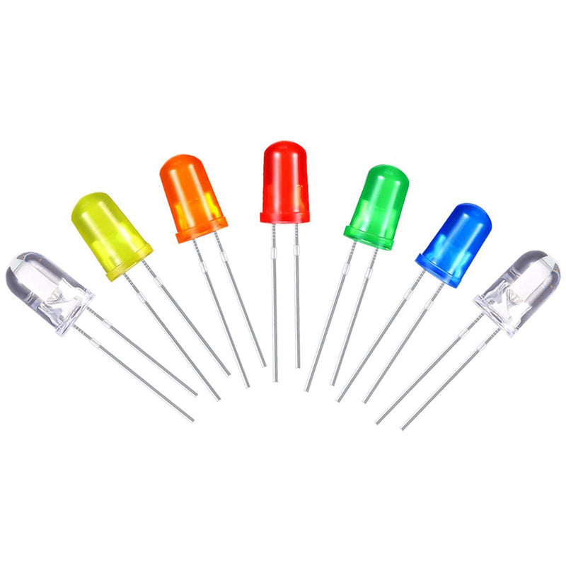 [Australia - AusPower] - 160pcs 5mm 7 Color LED Diodes, Round Head DIY Electronic Component LED Diode Lights, Emitting Diodes Bulb LED Lamp for Science Project Experiment 