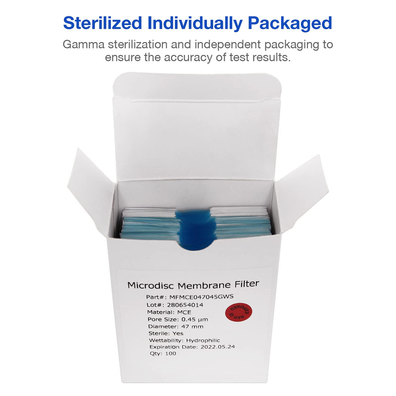 [Australia - AusPower] - SimPure MCE Micro Disc Membrane Filter, Sterile Gridded Individual Pack, 47mm Diameter and 0.45um Pore Size Hydrophilic Filter Paper, Pack of 100 100 PCs 