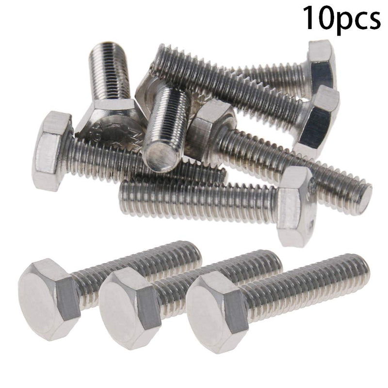 [Australia - AusPower] - MroMax M4 Hex Bolt M4-0.7 x 16mm UNC Hex Head Screw Bolts 304 Stainless Steel Fully Threaded Hex Tap Bolts Silver 10Pcs M4 x 16mm 