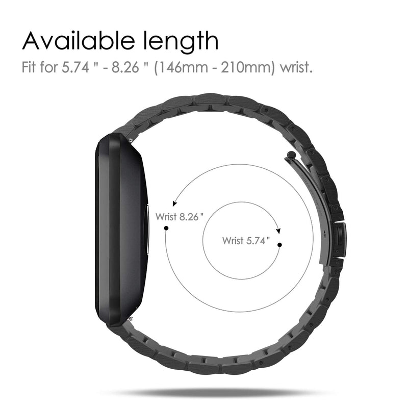 [Australia - AusPower] - Fintie Metal Band Compatible with Fitbit Versa 2, Versa, Versa Lite Edition, Solid Stainless Steel Strap Replacement Wristband Business Bracelet Compatible with Fitbit Versa Smartwatch Black 