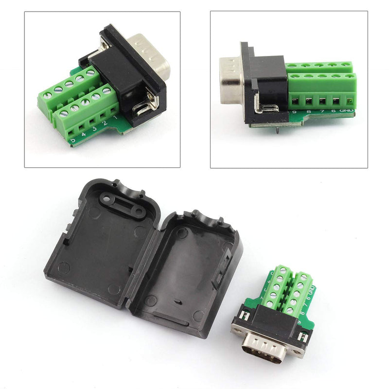 [Australia - AusPower] - ZYAMY DB9 Solderless Adapter Connector Serial Port Breakout Board to Wiring Terminal RS232 485 Plug with Case 