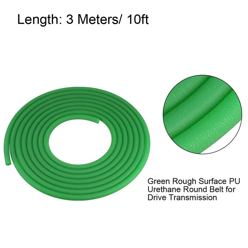 [Australia - AusPower] - uxcell 10ft 7mm PU Transmission Round Belt High-Performance Urethane Belting Green for Conveyor Bonding Machine Dryer 