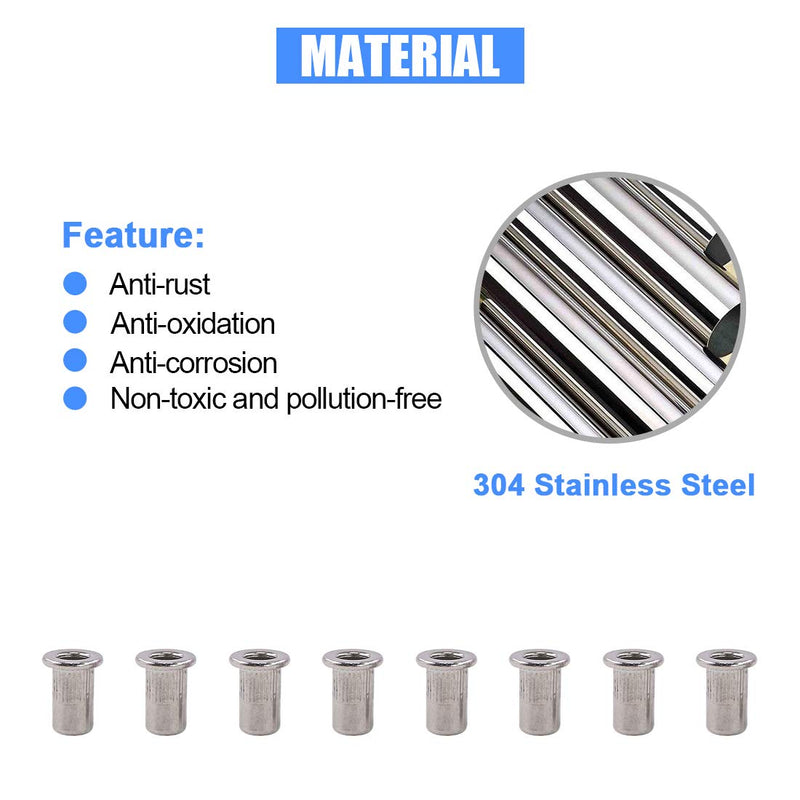 [Australia - AusPower] - Glarks 50Pcs 304 Stainless Steel M3 Flat Head Threaded Rivetnut Insert Nutsert Rivet Nut Set (M3) 