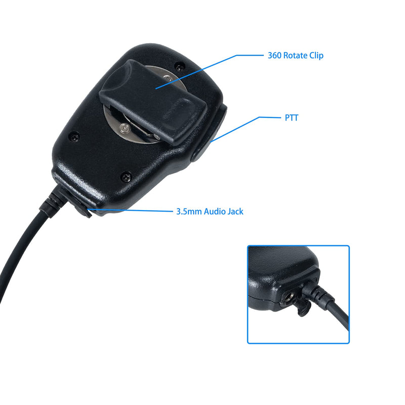 [Australia - AusPower] - Caroo Speaker Mic with Reinforced Cable for Yaesu Vertex Radios Walkie Talkie VX-180 VX-210 VX-410 VX-231 VX-261 VX-264 VX-351 354 451 454 459 EVX-531 534 539,Shoulder Microphone,3.5mm Audio Jack 