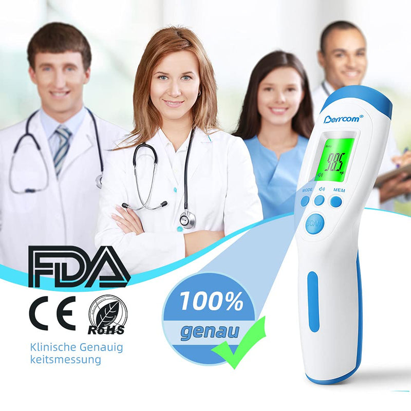 [Australia - AusPower] - Berrcom Thermometer for Fever Digital Thermometer Non Contact Medical Infrared Forehead Thermometer Body Surface Room Baby Thermometer LCD Display Infrared Thermometer 