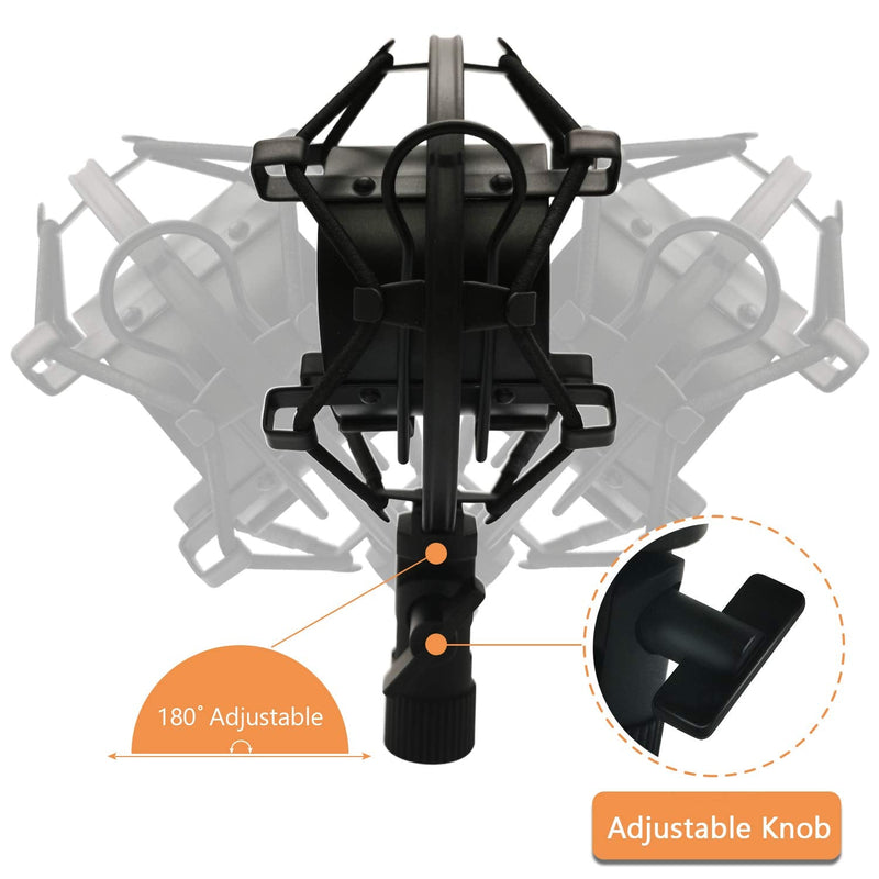 [Australia - AusPower] - Boseen Universal Microphone Shock Mount, Mic Clip Holder Mount for Diameter 47mm-53mm Mic Anti Vibration Adjustable High Isolation Shock Mount black 