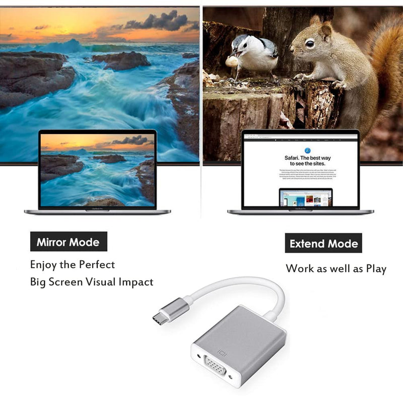 [Australia - AusPower] - Bincolo USB Type-C to VGA Adapter, USB-C to VGA, Thunderbolt 3 to VGA Adapter Compatible with MacBook, MacBook Pro, MacBook Air, iMac, XPS, Yoga and More 