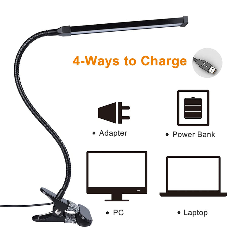 [Australia - AusPower] - LEPOWER Led Clip on Light / Reading Light with Gooseneck 5W Piano Light Color Temperature Changeable Clip Light (Metal) Black 
