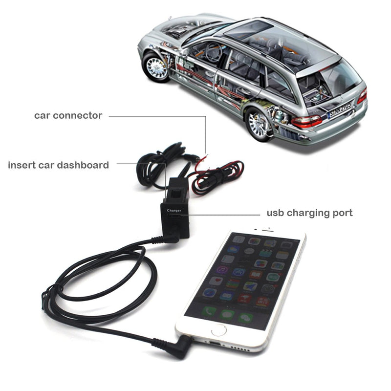 [Australia - AusPower] - MOTONG Car USB Socket Port with 3.5mm AUX Socket for Toyota VIGO - MOTONG Car USB Power Socket Port for iPhone X/8/7/6/5, iPad, Samsung,LG,Huawei and More(40 * 20mm) Black 