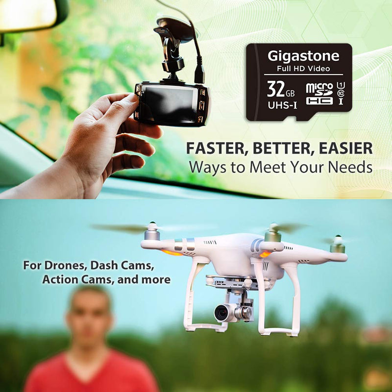 [Australia - AusPower] - Gigastone 32GB 10-Pack Micro SD Card, Full HD Video, Surveillance Security Cam Action Camera Drone, 90MB/s Micro SDHC UHS-I U1 C10 Class 10 FHD Video 32GB 32GB Full HD Video 10-Pack 