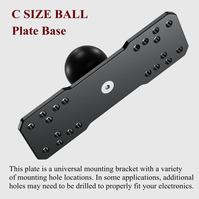 [Australia - AusPower] - BRCOVAN Aluminum Alloy Square Plate with 1.5'' TPU Ball for RAM Mounts C Size Double Socket Arm for Garmin/Humminbird/Lowrance/Raymarine GPS Chartplotters, Fishfinders and Marine Electronic Mount 