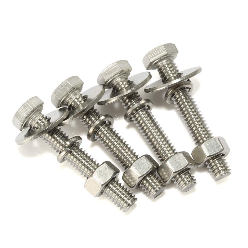 [Australia - AusPower] - 8 Sets 1/4-20 x 2-1/2" Hex Head Screws Bolts, Nuts, Extra-large and Thick Flat & Lock Washers, Fully Threaded, Stainless Steel 18-8, Bright Finish 1/4-20 x 2-1/2" (8 Sets) 