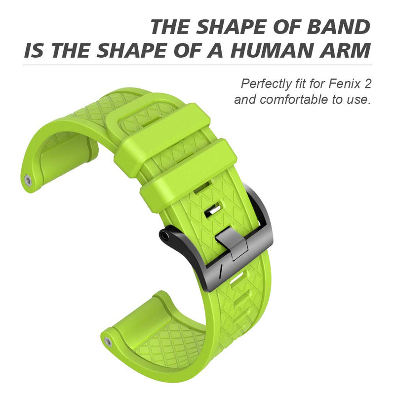 [Australia - AusPower] - ANCOOL Compatible with Fenix 2 Bands Soft Silicone Watch Bands Replacement for Fenix 2 Smartwatch (Green) Green 