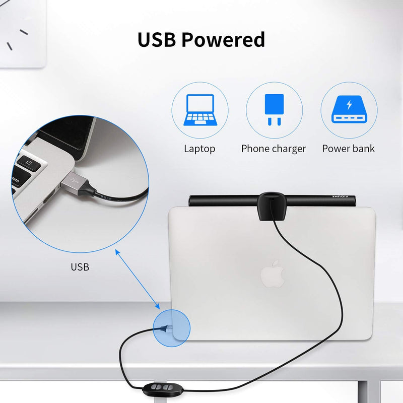 [Australia - AusPower] - HIOUME Laptop Monitor Light Bar, USB e-Reading LED Task Lamp, 3 Adjustable Color Temperature, 10 Dimming Brightness Levels, No Screen Glare, Space Saving, Eye Health Care, Portable for Travel 