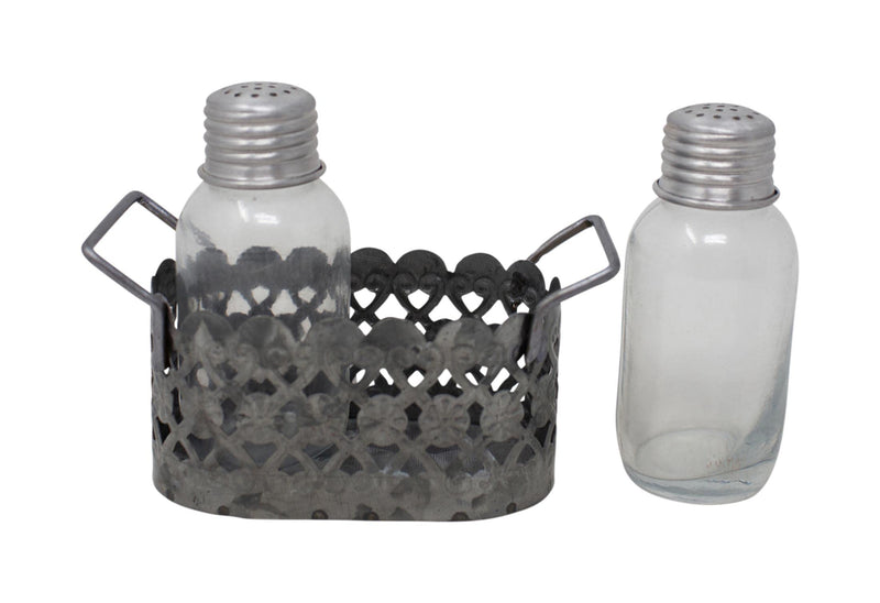 [Australia - AusPower] - Galvanized Metal Cutout Salt and Pepper Shaker Set 