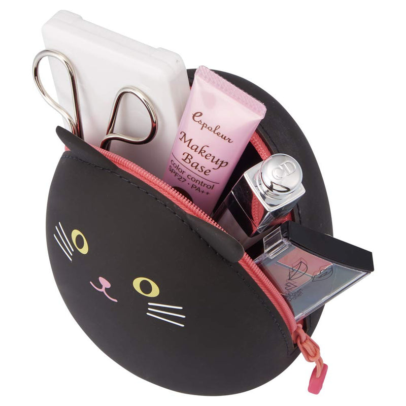 [Australia - AusPower] - LIHITLAB PuniLabo Zipper Pouch, Egg-Shaped, 3.8" x 4.7", Gray Cat (A7783-4), Large: 1.3 x 4.7 x 3.8 inches 