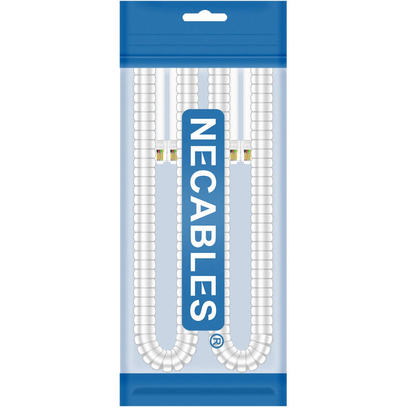 [Australia - AusPower] - NECABLES (2 Pack) Phone Cord Telephone Cord Handset Cord Curly Cord Coiled Cable RJ9 4P4C Male to Male for Landline Phone White White 2pcs 