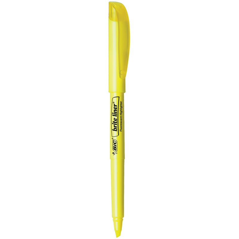 [Australia - AusPower] - BIC Brite Liner Highlighter, Chisel Tip, Yellow, 24-Count, Chisel Tip for Broad Highlighting or Fine Underlining 24 Count 