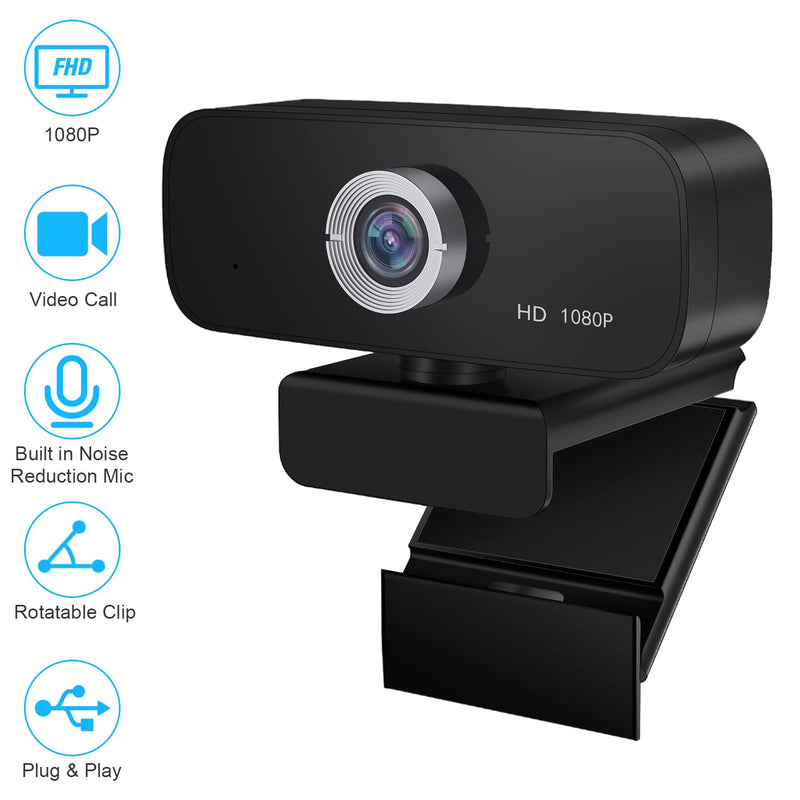 [Australia - AusPower] - 1080P Webcam with Microphone, Streaming Webcam Camera USB Plug and Play Compatible with Desktop Laptop MacBook for Video Calling Recording Conferencing Webcams 