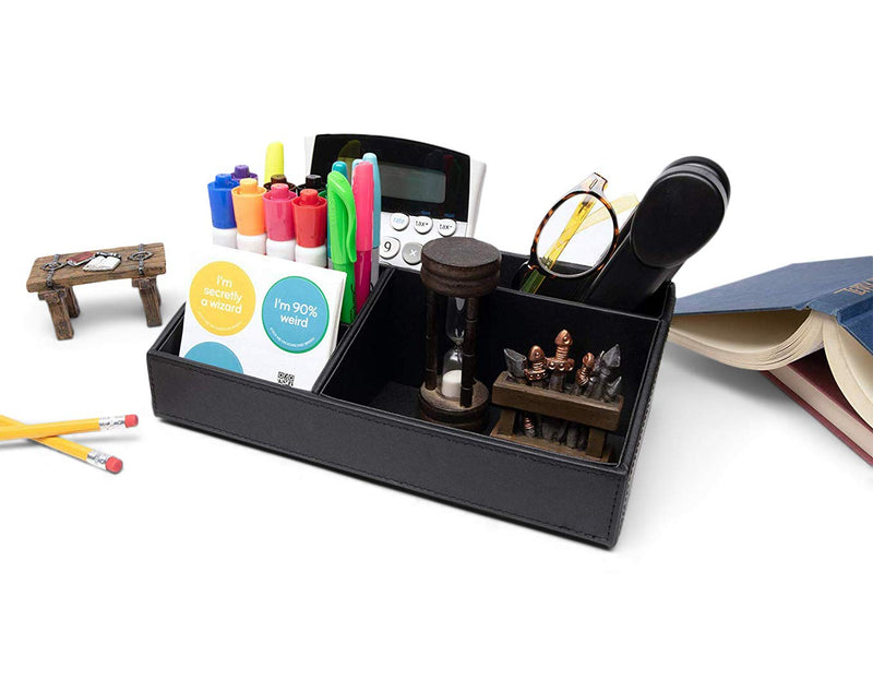 [Australia - AusPower] - Armory by Castle - Leatherette Desk Organizer Caddy - Clutter Organizer for Office, Home, Personal, Employee Office Supplies and Accessories (All-in-one Organizer - Stackable) 