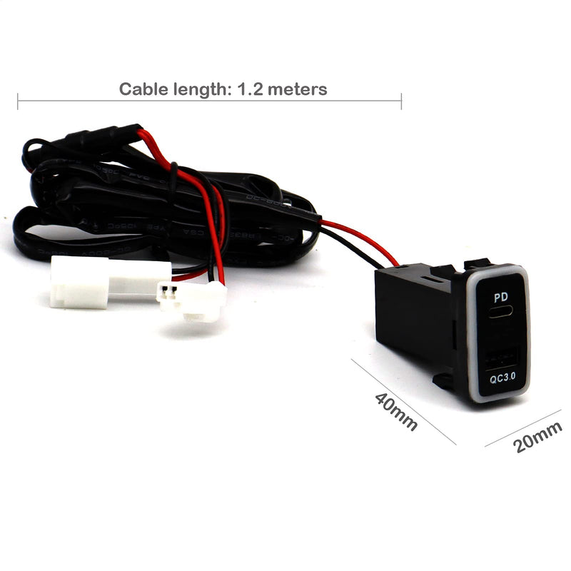 [Australia - AusPower] - Disscool Toyota QC3.0 USB C VIGO Power Socket, 3.2A Quick Charge Car Charger USB Adapter with Blue LED Output PD for Smartphone/iPad/PDA 