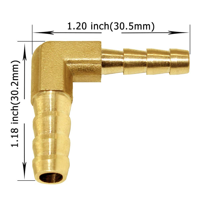 [Australia - AusPower] - Joywayus Reducer Elbow 3/16" to 1/4" Reducing Hose Barb 90 Degree L Right Angle Brass Fitting Water/Fuel/Air 3/16 x 1/4 