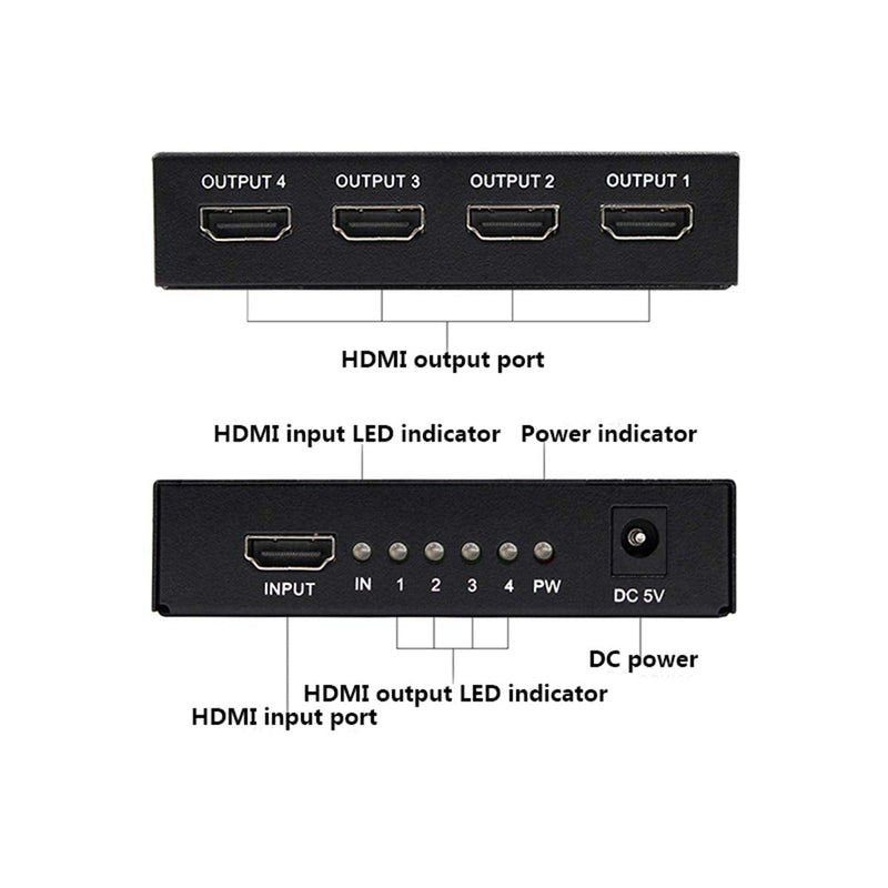 [Australia - AusPower] - Ultra HD 4K HDMI Splitter 1X4 Port 3D UHD 1080p 4K*2K Video HDMI Switch Switcher HDMI 1 Input 4 Output HUB Repeater Amplifier 