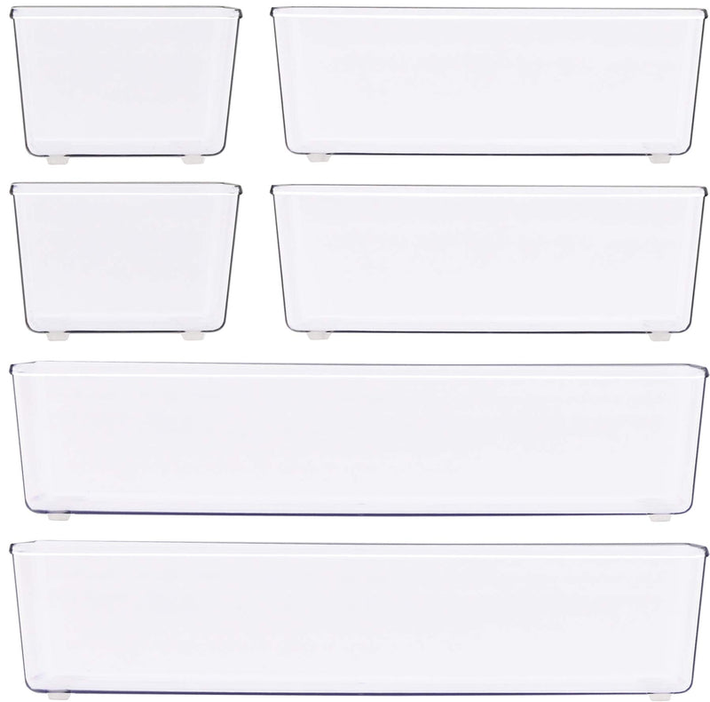 [Australia - AusPower] - 6 Pack - Simple Houseware Clear Plastic Desk Drawer Organizers 