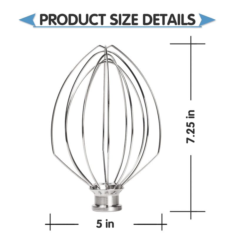 [Australia - AusPower] - K5AWW Stainless Steel Replacement Wire Whip for KitchenAid 5 Quart Bowl-Lift Stand Mixer, 6-Wire Whip Attachment, Heavy Duty, Dishwasher Safe 