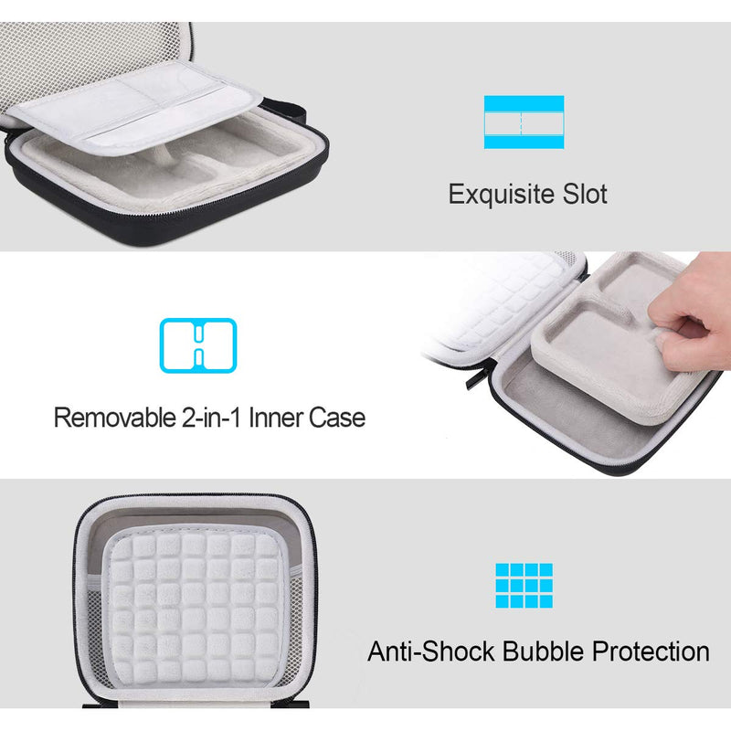[Australia - AusPower] - Lacdo 2-in-1 Hard Drive Carrying Case for SanDisk Extreme Portable External SSD SDSSDE60-G25 / G-Drive Mobile SSD 250G 500G 1TB 2TB USB 3.1 USB-C Shockproof Protective Travel Bag, Black 