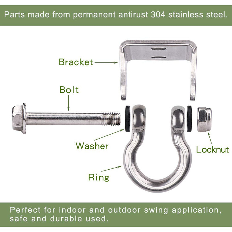 [Australia - AusPower] - WAREMAID 2 Pack Heavy Duty 180° Swing Hangers, Stainless Steel Swing Hook for Ceiling Wooden Porch Swing Hanging kit Playground Gym Rope Boxing Bag Hammock Chair Yoga Swing Mount 1000 lb Capacity 