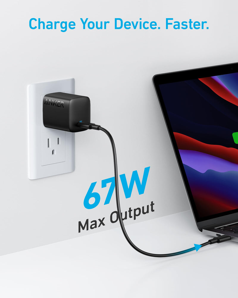 [Australia - AusPower] - 67W USB-C Wall Charger, Anker 315 Charger, PIQ 3.0 Compact and Foldable Fast Charger, for MacBook Pro/Air, iPhone 14/14 Plus / 14 Pro / 14 Pro Max, iPad, Galaxy, Pixel, AirPods, and More 