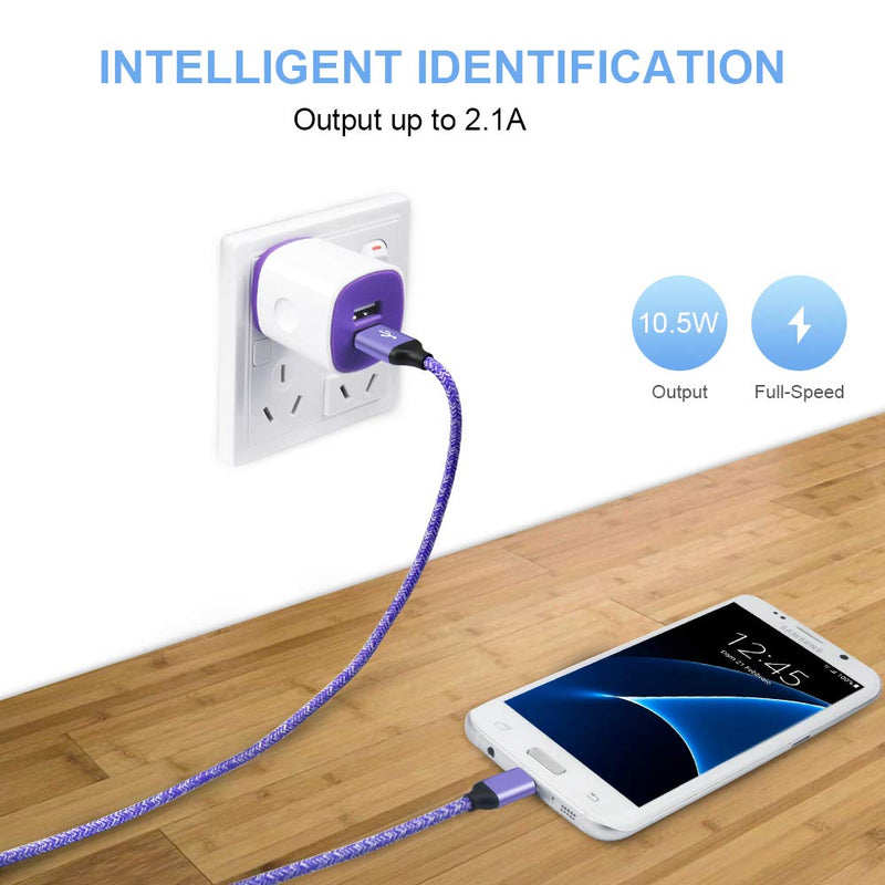 [Australia - AusPower] - Android Charging Block, Micro Charging Cable 6ft, Dual Port Wall Charger Plug with Fast Charge Phone Charger Cord Android Compatible for Samsung Galaxy S7 S6,Note 4 5,Tab S2,Kindle Fire 7,LG K8 K30 