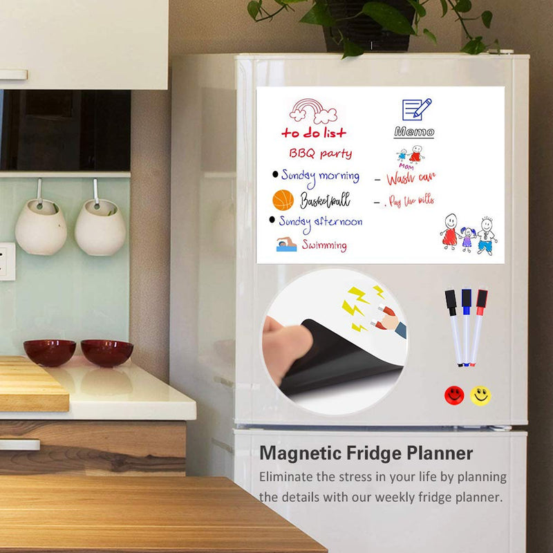 [Australia - AusPower] - Shellkingdom Magnetic Whiteboard Planner, Fridge Weekly White Board Calendar for Menu Planning, Shopping List, Reminder, Activities (A2 Pure Planner) A2 Pure Planner 