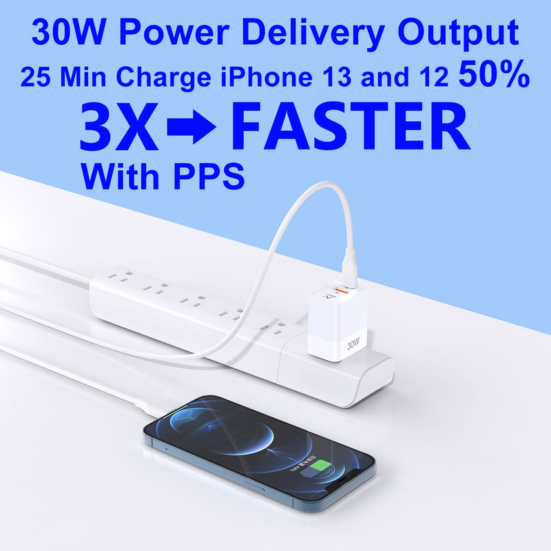 [Australia - AusPower] - USB C Charger,NITASA 30W 2 Port PD Fast Charger Adapter Block for iPhone 13 12 Mini 13 Pro Max/11/SE iPad,Super Fast Charger Block(25W PPS) Type C for Samsung Galaxy S21/S22,Note 20/10 Pixel 6 2PACK White+White 2 Pack 
