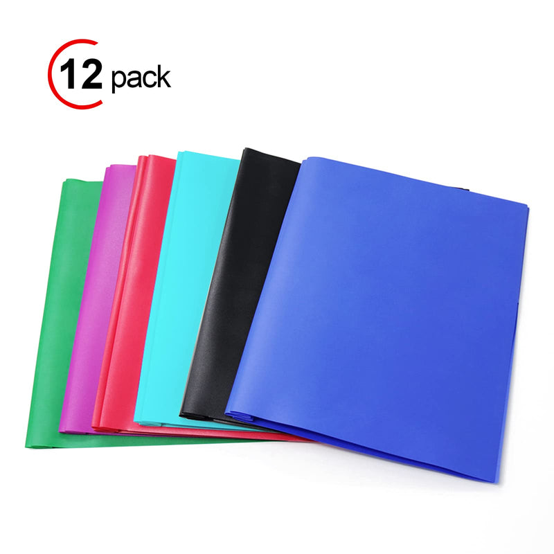 [Australia - AusPower] - Comix Heavy Duty Plastic Folder, 2 Pocket Letter Size Poly File Plastics Folders with 3-Prong Fasteners - 12 Packs(6 Assorted Fashion Colors) 6 Assorted Fashion Colors 