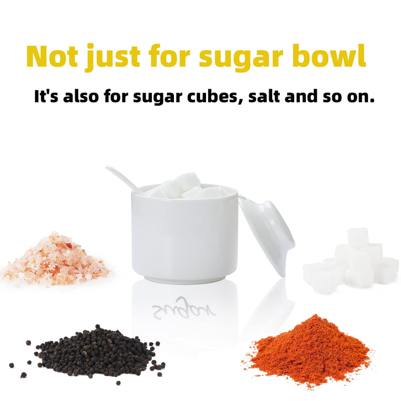 [Australia - AusPower] - ONTUBE Ceramic Sugar Bowl with Lid and Spoon,Porcelain Seasoning Box Salt Bowl,8oz White 