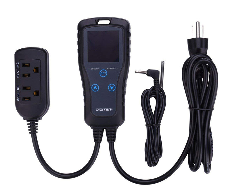 [Australia - AusPower] - DIGITEN DTC102 Temperature Controller Outlet 2-Stage Plug in Thermostat Heating Cooling Programmable Greenhouse Temp Controller Heat Pad Thermostat for Reptiles Fermentation Homebrewing 
