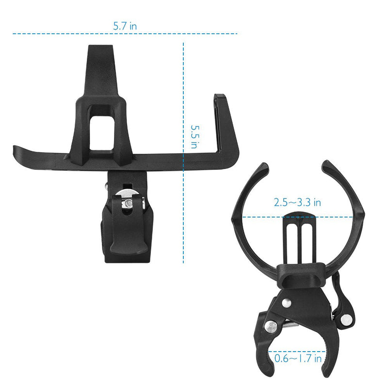 [Australia - AusPower] - Accmor Bike Water Bottle Holder No Screws, Universal Bike Cup Holder, 360 Degree Rotating Bike Water Bottle Cage, Water Bottle Holder for Bike Stroller Walker, 2 Pack Black 