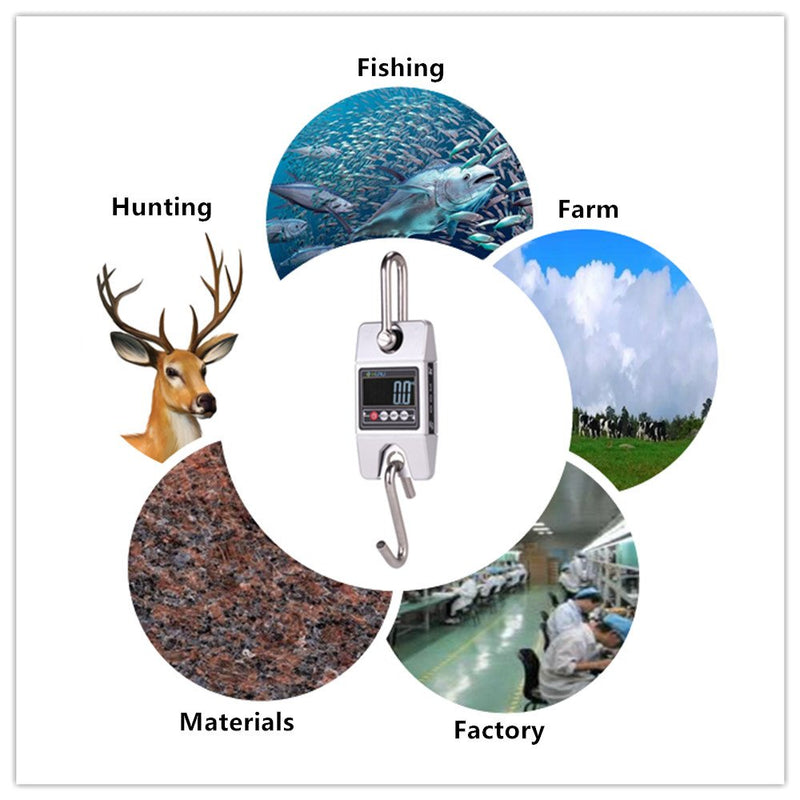 [Australia - AusPower] - Klau Digital Hanging Scale High Precision Sensor 300 Kilogram / 600 Pound Industrial Crane Scale Silver for Farm Factory Hunting Outdoor 