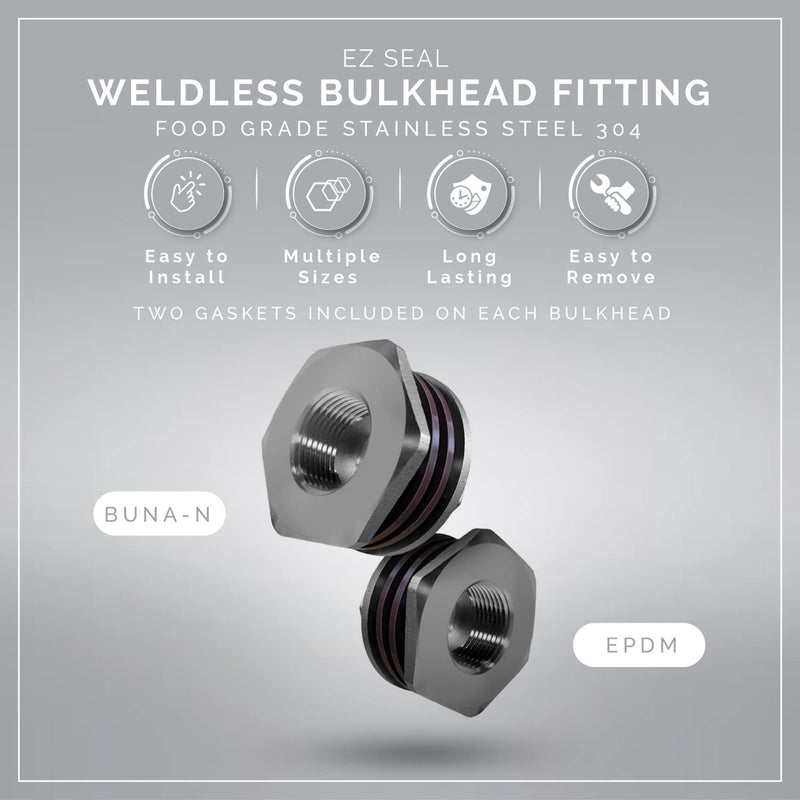 [Australia - AusPower] - MiniBrew 3/4” NPT EZ Seal Weldless Bulkhead with Buna-N Gaskets for Homebrewing ( 1 Pack) MB-3/4-EZSEAL-BUNA 