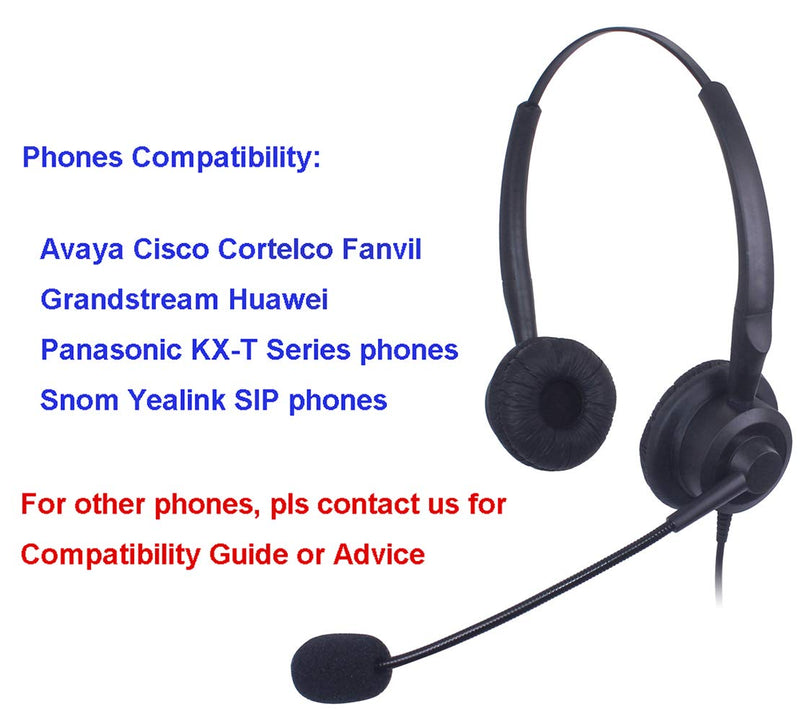 [Australia - AusPower] - Vanstalk Wired Call Center Telephone Headset Dual with Noise Canceling Microphone is Compatible with Cisco 7902 7905 Avaya 1608 1616 9608G 9620 Snom 300 320 Yealink T19P T20P Landline Phones Dual VT201J4C 