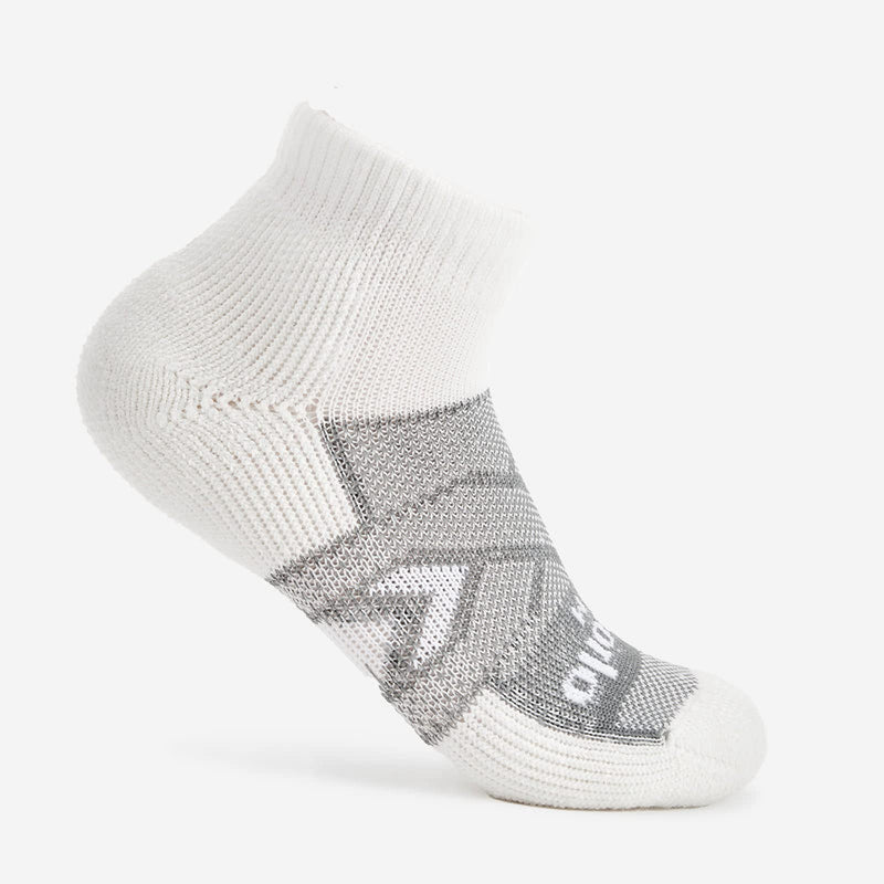[Australia - AusPower] - thorlos unisex-adult Wcmu Max Cushion 12 Hour Shift Ankle Socks Large White/Grey (3 Pair Pack) 