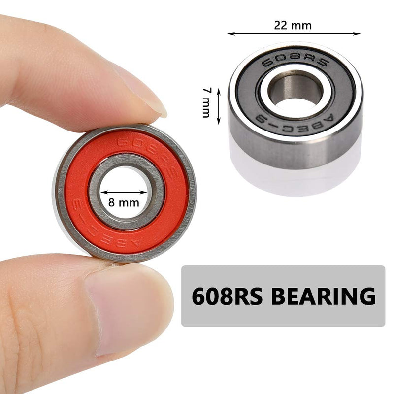 [Australia - AusPower] - TIMESETL 20 Pack 608-2RS Ball Bearings, Double Rubber Sealed Miniature Deep Groove 608RS Bearings for Skateboards, Inline Skates, Scooters, Roller Blade Skates, 8 x 22 x 7mm 