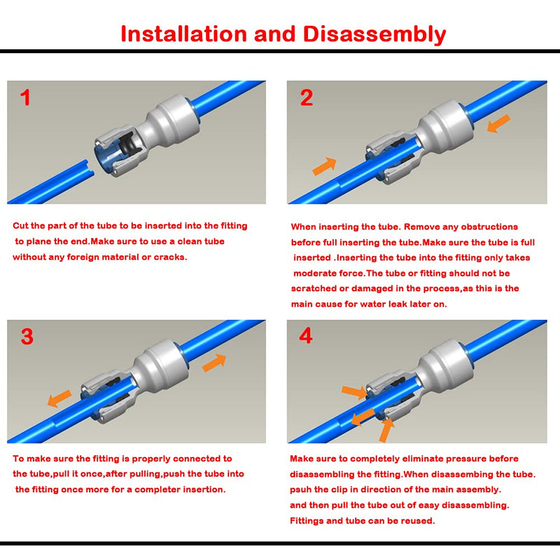 [Australia - AusPower] - Malida 1/2" O.D. Tube Straight Shut Off Valve, Push in to Connect RO Water Filter Tube Fitting, Quick Connector,5pcs. 