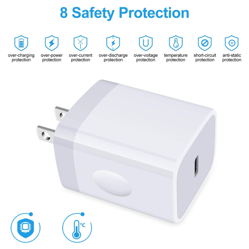 [Australia - AusPower] - USB C Fast Charger,20W 2 Pack PD Charging Block Type C Wall Charger Power Adapter Base Box Compatible Samsung Galaxy A13 5G/S22/S21 FE/Z Flip 3/S20,iPhone 13 Pro/SE/12/11/XR/XS Max,iPad,Pixel 6 Pro,LG 2White 