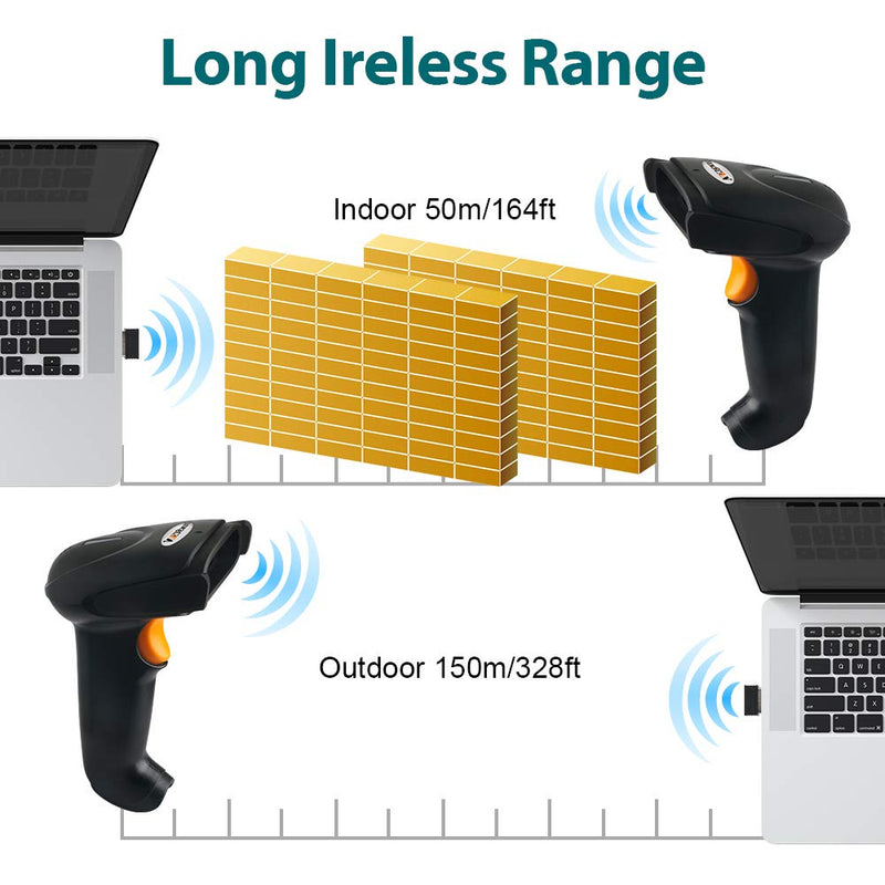 [Australia - AusPower] - Wireless Barcode Scanner 2-in-1 (2.4Ghz Wireless+USB 2.0 Wired) Rechargeable 1D Barcode Reader USB Handheld Bar Code Scanner with USB Receiver 