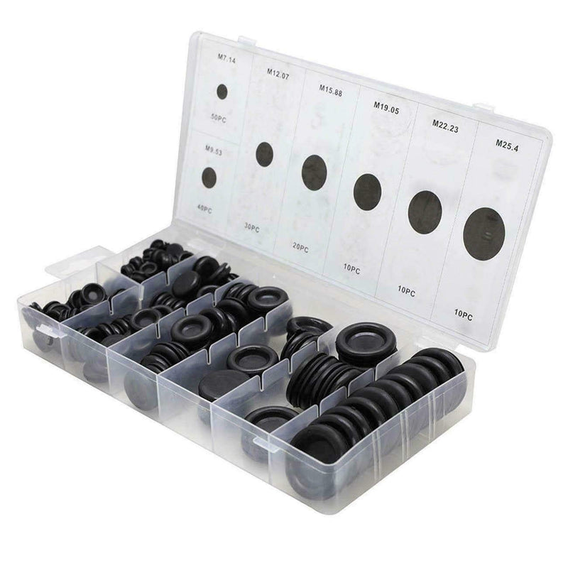 [Australia - AusPower] - 170 Pcs Rubber Grommet Firewall Hole Plug Assortment in 7 Common Sizes,Set Electrical Wire Gasket for Auto Body and Sheet Metal 