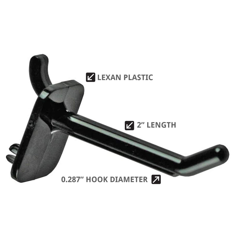 [Australia - AusPower] - Azar 800002-B 2-Inch Lexan Pegboard hook, Black , 50-Pack, 2 Inch 